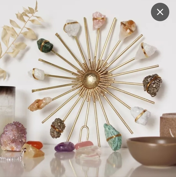 Gold Sunburst Wall Decor with Gemstones - Picture 2 of 5